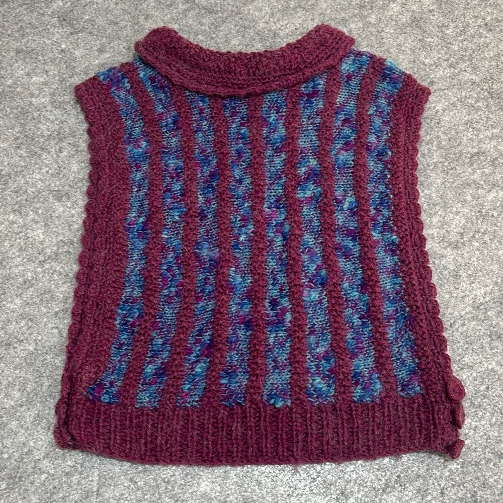 Homeknit Burgundy Blue Striped Vest